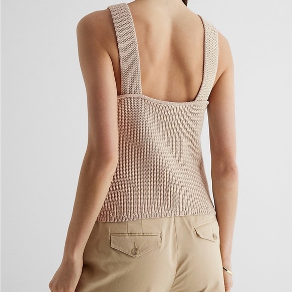 Ribbed High Neck Curved Hem Sweater Tank - Picture 3 of 3